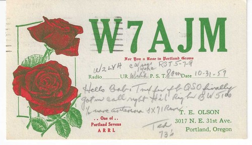 Scheda radio qsl 1957 portland - radio,