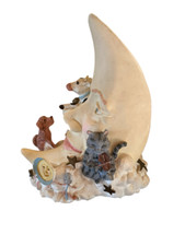 Vintage Hey Diddle Diddle Cow, Plate, Dog, Cat Chalkware Piggy Bank with Stopper