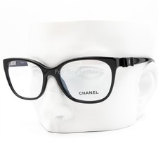 Chanel ch3284Q 501 occhiali da vista pelle nero lucido fiocco 55 mm con custodia