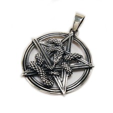 SERPENTE SERPENTE PENTAGRAMMA STELLA ARGENTO STERLING 925 BIKER GOTICO CIONDOLO GJ-007A