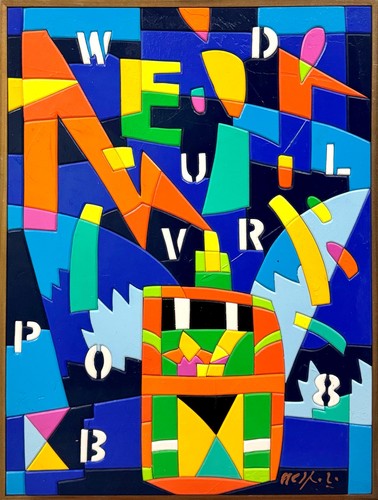 Ugo nespolo 40x30 - acrilici, su