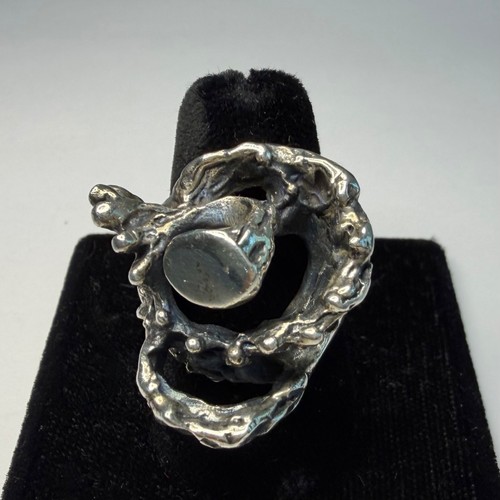 Anello argento 950 brutalista