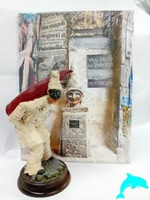 PULCINELLA IN TERRACOTTA CON CORNO CON BASE IN PIETRA E LEGNO SCONTO 10%