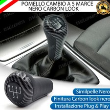 POMELLO LEVA CAMBIO BMW SERIE 3 E46 5 MARCE CARBON LOOK NERO IN SIMILPELLE