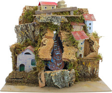 Borgo per Presepe Con Cascata Centrale – Ambientazione Rustica Artigianale, 24X2