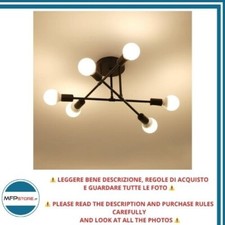 ZTWLEED Lampadario 6 Luci Nero Ø60cm Plafoniera - LAMPADINE NON INCLUSE