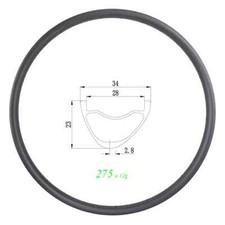 Cerchio carbonio 29er MTB XC clincher asimmetrico tubeless 34mm larghezza 23mm profondità