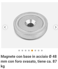  magneti  calamite al  neodimio  base in acciaio 87 kg di attrazione