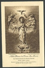 estampa antigua de la Santissima Trinidad andachtsbild santino holy card santini