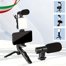 Kit Vlogger Professionale Universale Con Microfono E Luce LED Treppiede Telefono