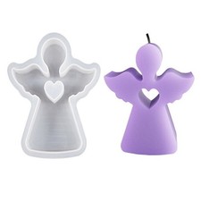 STAMPO CANDELA SILICONE SAPONE GESSO RESINA COLATA ANGELO CUORE