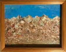 Quadro “ montagne “olio su cartone telato 18 x 24 cm con cornice