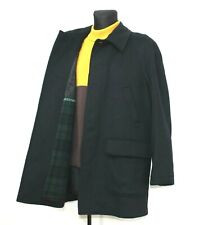 LEBOLE Uomo Italy Cappotto Vintage Nero Tartan Lana Cashmere Plaid Uomo Tg 52 UK 42