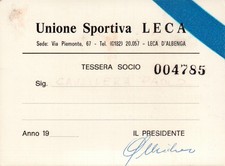 ANNI '60 - TESSERA UNIONE SPORTIVA LECA D'ALBENGA - CALCIO -