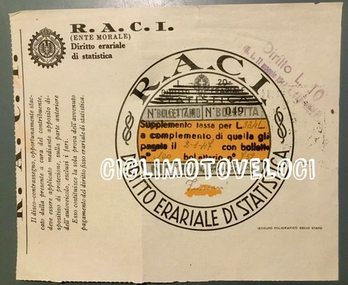 Bollo raci 1947 tassa - raci,