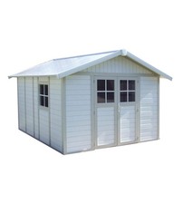 CASETTA DA GIARDINO IN PVC GROSFILLEX "DECO 11" BIANCO E GRIGIO-VERDE 370X407...