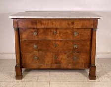 ANTICO COMO STILE IMPERO LEGNO NOCE BIGLIA MARMO BIANCO CASSETTONE 1800 OTTONE