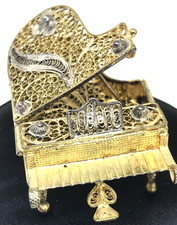 PIANOFORTE A CODA IN FILIGRANA ARGENTO 800 IN MINIATURA APRIBILE 2 COLORI GENOVA