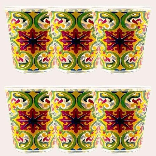 Set bicchieri vetro decorato - set,