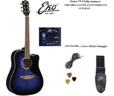 EKO RANGER CW EQ BLU SUNBURST CHITARRA ACUSTICA ELETTRIFICATA +  Tracolla e Cavo