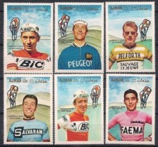 Ajman 1969 Bici Sportiva Campioni Ciclismo Bici da Corsa Set 7v MNH
