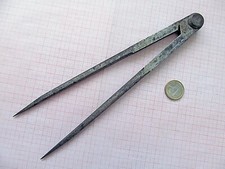 vintage vecchio GRANDE COMPASSO in acciaio da ARTIGIANO falegname fabbro