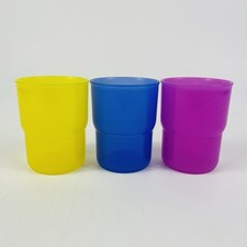 Tupperware Bicchieri impilabili 8 oz. Set 3 tazze #3090 gioiello blu giallo magenta
