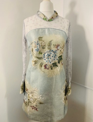 Abito cheongsam blu chiaro - abito,