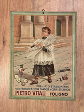 rara insegna originale litografata artista ROMOLO TESSARI stabilimento candele