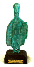 CIVILTA' NURAGICA SARDEGNA VECCHIO BRONZO  BRONZETTO FIGURA LA VELATA h.19cm.