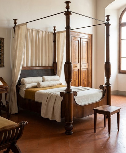 Letto baldacchino noce - a,