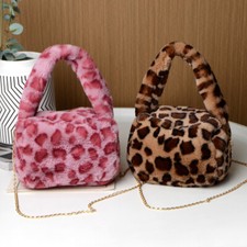 Women Faux Fur Leopard Chain