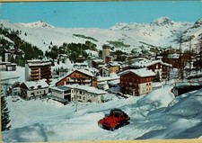 154342R CARTOLINA MADESIMO TIMBRO ALBERGO ALPE MOTTA E GATTO DELLE NEVI 1977