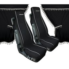 Set completo tende cabina + coprisedil microfibra nero per Iveco Stralis Melissa