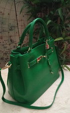 Maxi borsa OFFICE BAG donna verde prato a mano in VERA PELLE