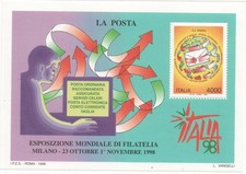 REPUBBLICA - 1998 - ESPOSIZIONE MONDIALE FILATELIA LA POSTA - FOGLETTO NUOVO**