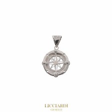 Ciondolo uomo rosa dei venti oro bianco 18kt