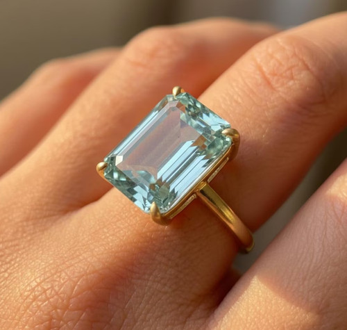 Anello acquamarina blu - anello,
