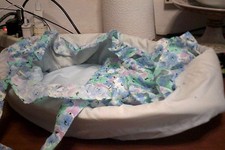 culla in tessuto morbide con maniglie adatta x bambola max cm 40  h.cm leggi