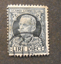ITALIA,ITALY REGNO Marca da Bollo Tassa  Scambi Commerciali  10 Lire USED