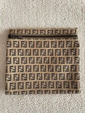 Pochette Fendi Unisex Beige Grigio Antracite Fendi Zucca FF Cotone Pre Owned