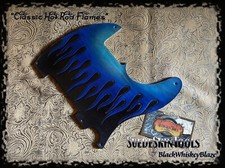 Battipenna in pelle lavorata su misura "Hot Rod Flames" adatto a Fender Telecaster Esquire