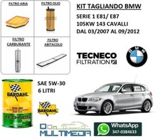 TAGLIANDO FILTRI E 6 LT OLIO BARDAHL 5W-30 BMW SERIE 1 E87 118D 105KW 143 CV