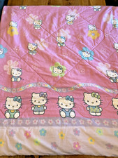 COPERTA PIUMONE RITIRATA 2001 HELLO KITTY REVERSIBILE 84" X 76" SANRIO JAPAN