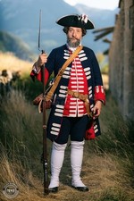 Cappotto militare uomo XVIII secolo blu georgiano uniforme giacca coloniale personalizzato