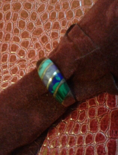 Anello etnico argento pietre - argento,