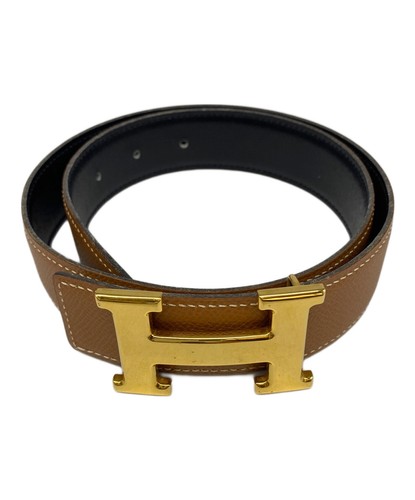 Hermes logo belt - beige, box