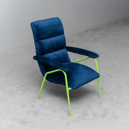Poltrona velluto blu metallo - poltrona,