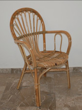 SEDIA LEGNO IN VIMINI GIUNCO DA GIARDINO SOGGIORNO POLTRONCINA Italy