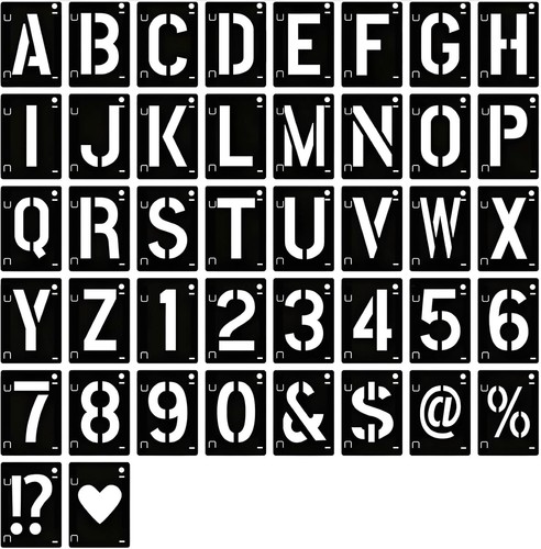 Stencil con lettere - e, numeri